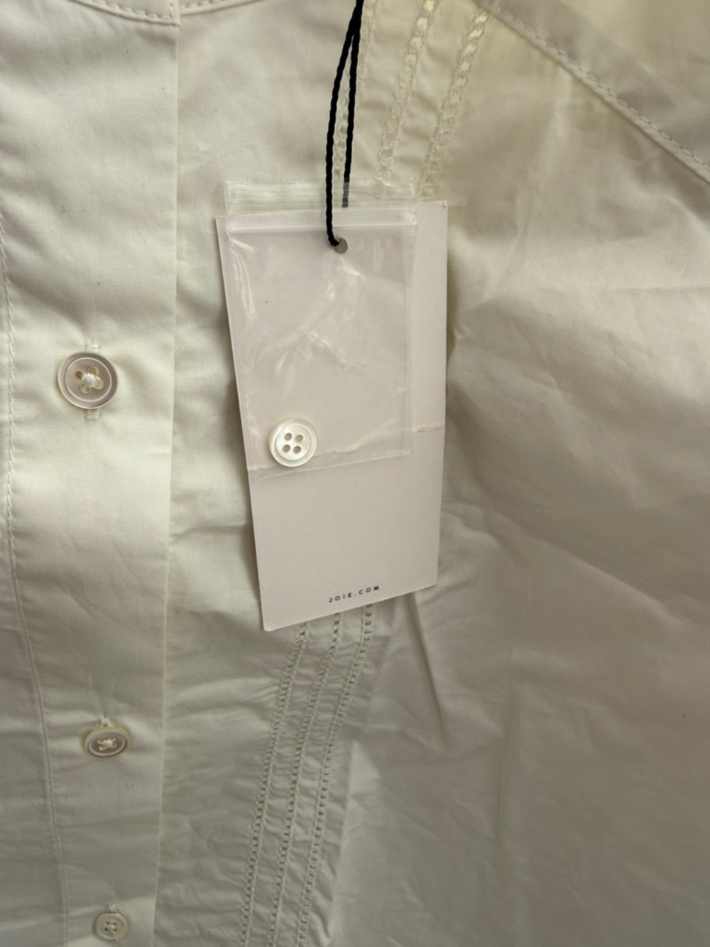 Joie Cream Eyelet-Trim Button Front Blouse - Picture 3 of 5